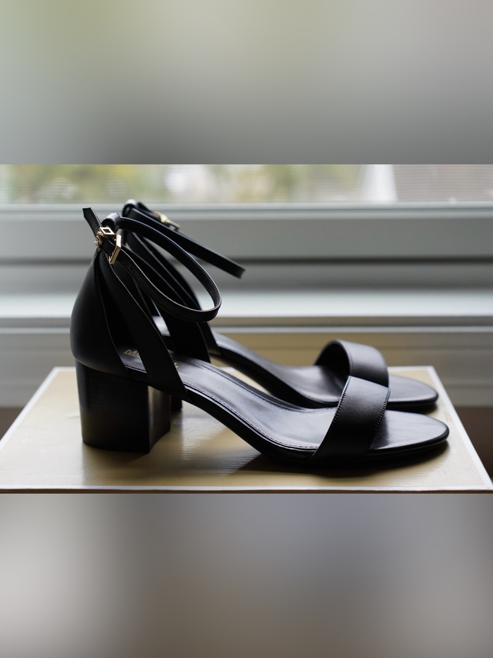 Michael Kors Black Ankle-Strap Block-Heel Sandals – Size 6